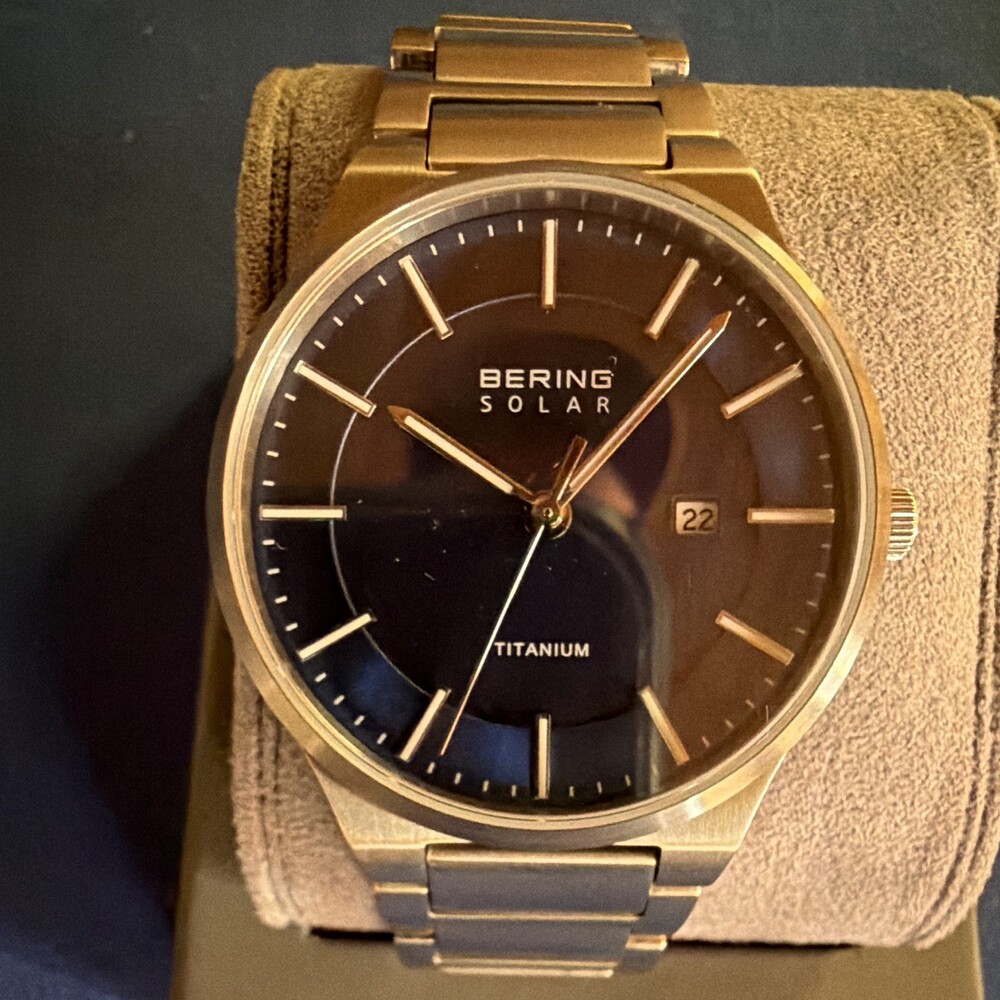 Bering Titanium Navy Dial Men's Quartz Sapphire Classic 41mm Watch